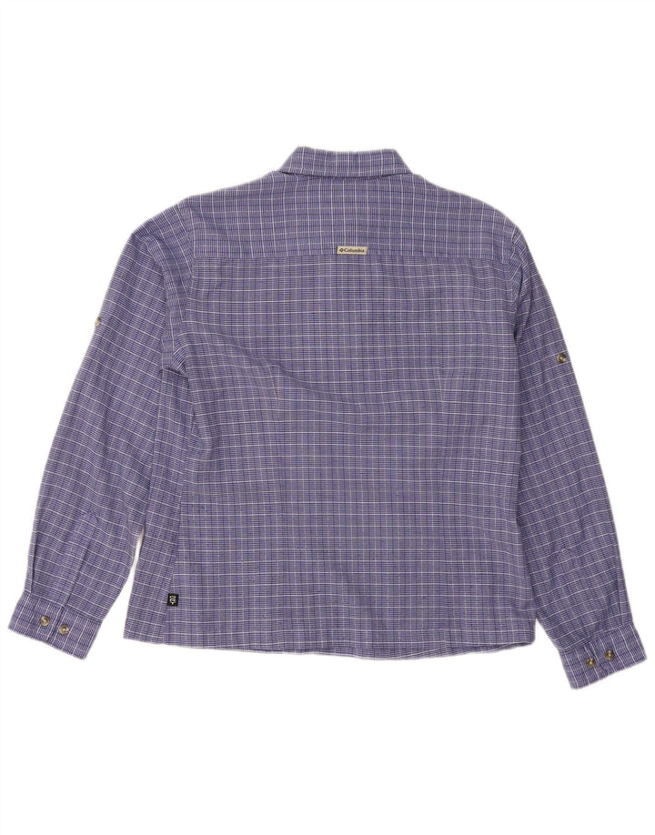 Camisa feminina Columbia UK 14 poliéster xadrez azul médio