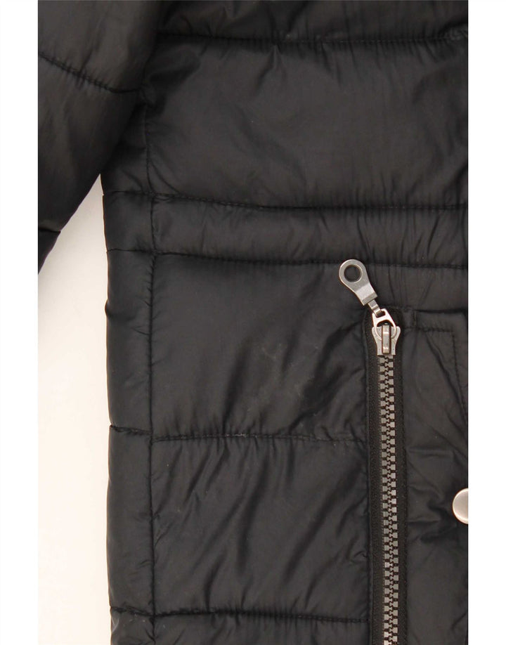 Jaqueta feminina acolchoada com capuz Marks & Spencer Reino Unido 16 grande poliéster preto