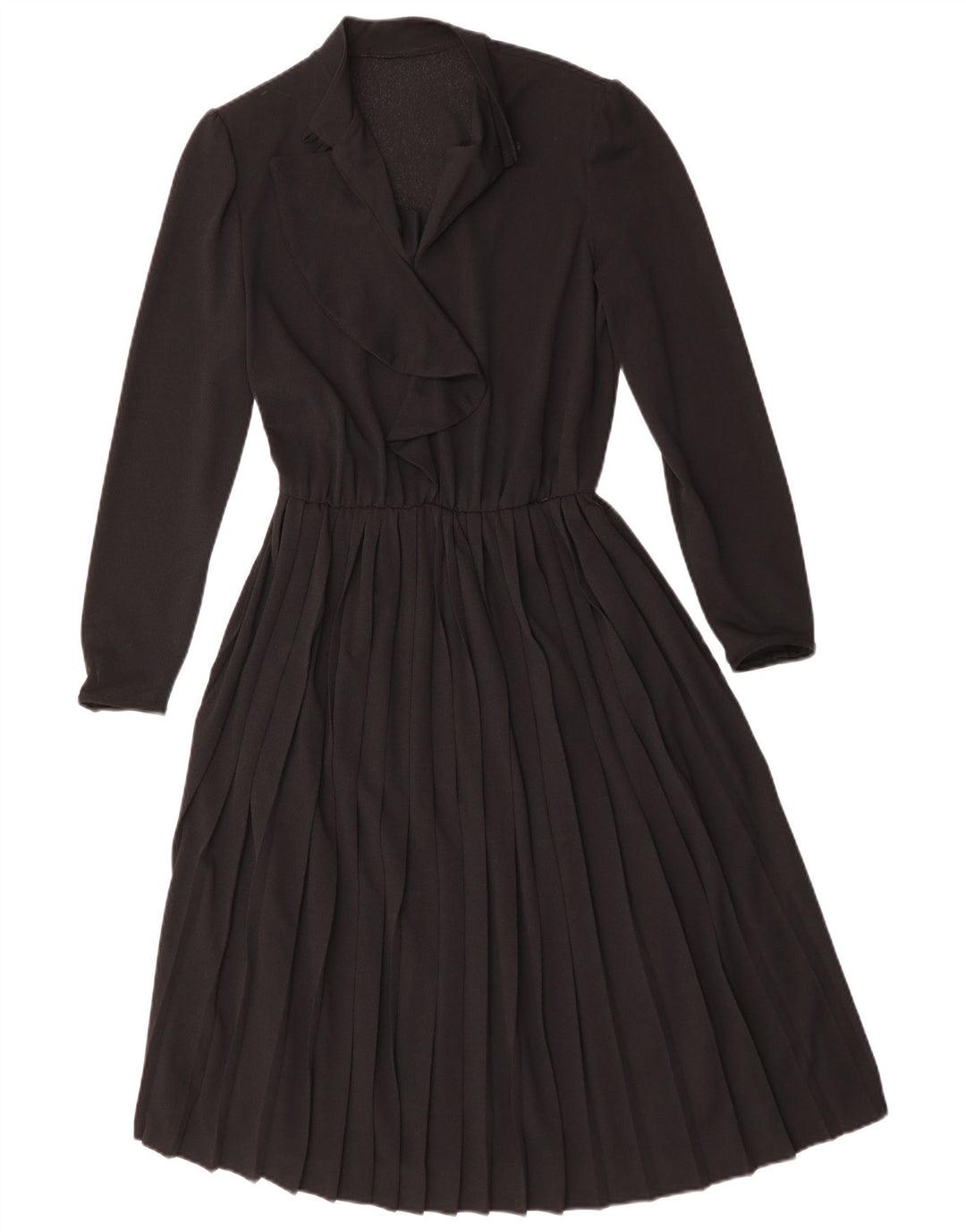 Vestido vintage feminino manga comprida linha A UK 12 médio preto