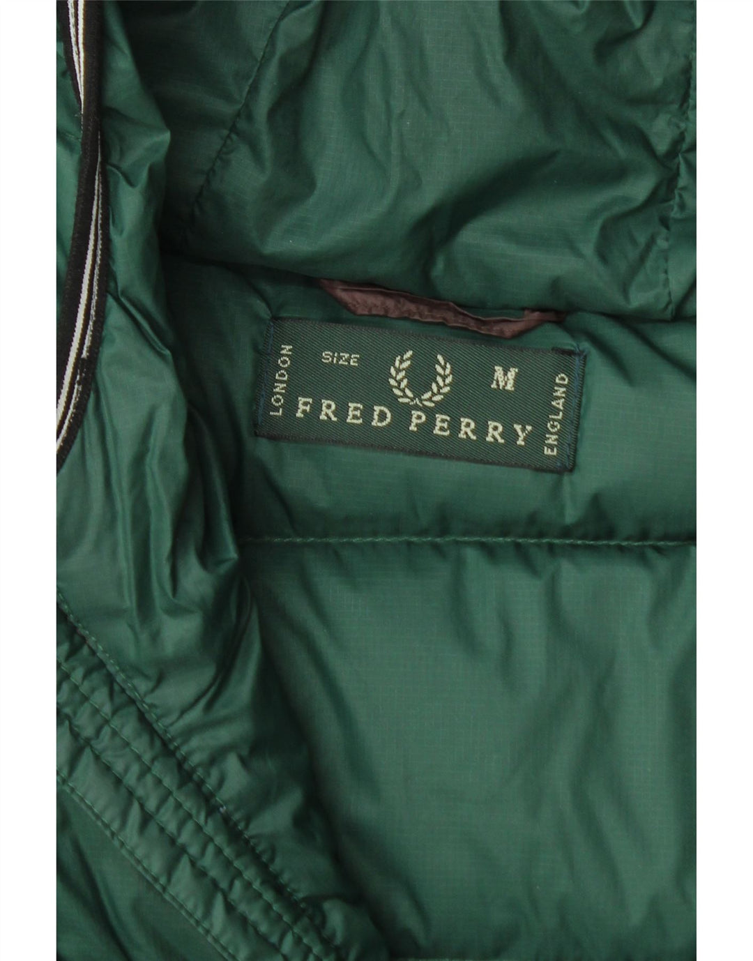 Jaqueta masculina acolchoada com capuz Fred Perry UK 38 marrom médio colorblock nylon
