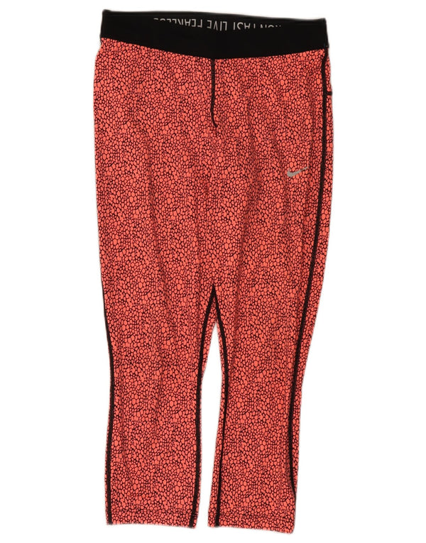 Leggings Nike Dri Fit Crop Femininas UK 10 Pequenas Vermelhas Animal Print Poliéster