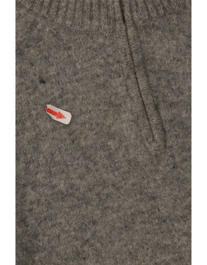 Suéter masculino Kappa com zíper e gola 2XL lã virgem manchada cinza