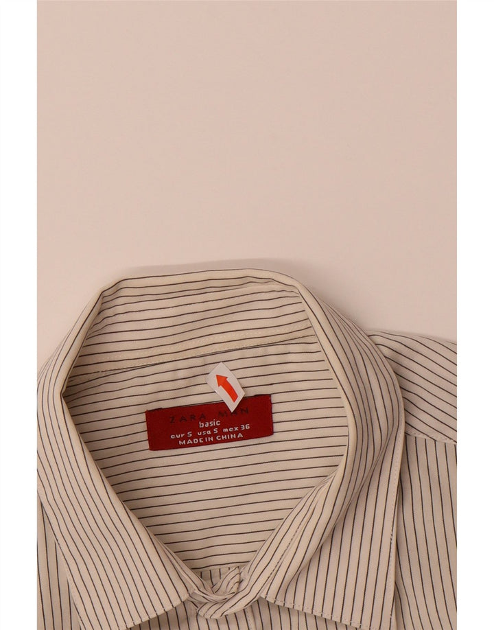 Camisa básica masculina ZARA pequena listrada bege