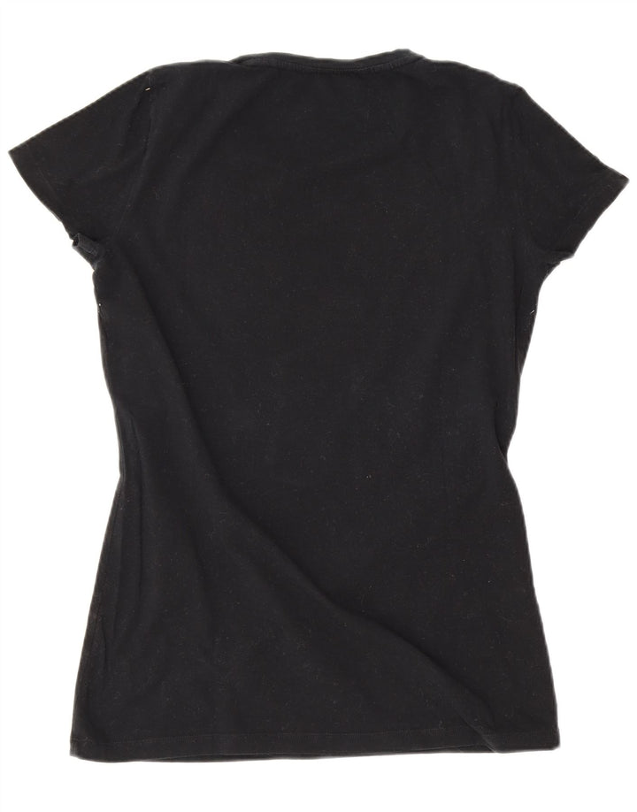 Camiseta feminina gráfica Gas Top UK 8 pequena preta