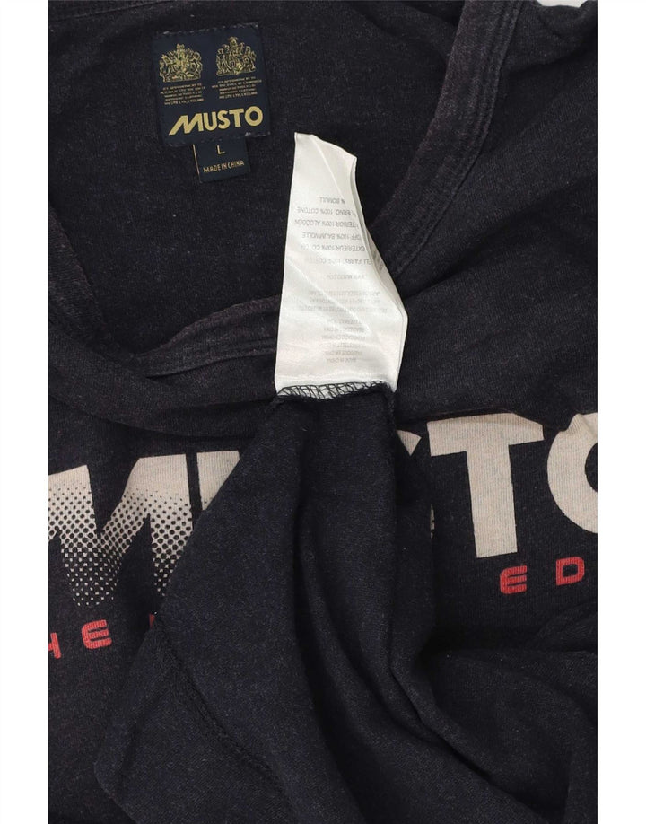 Musto moletom gráfico masculino jumper grande algodão azul marinho