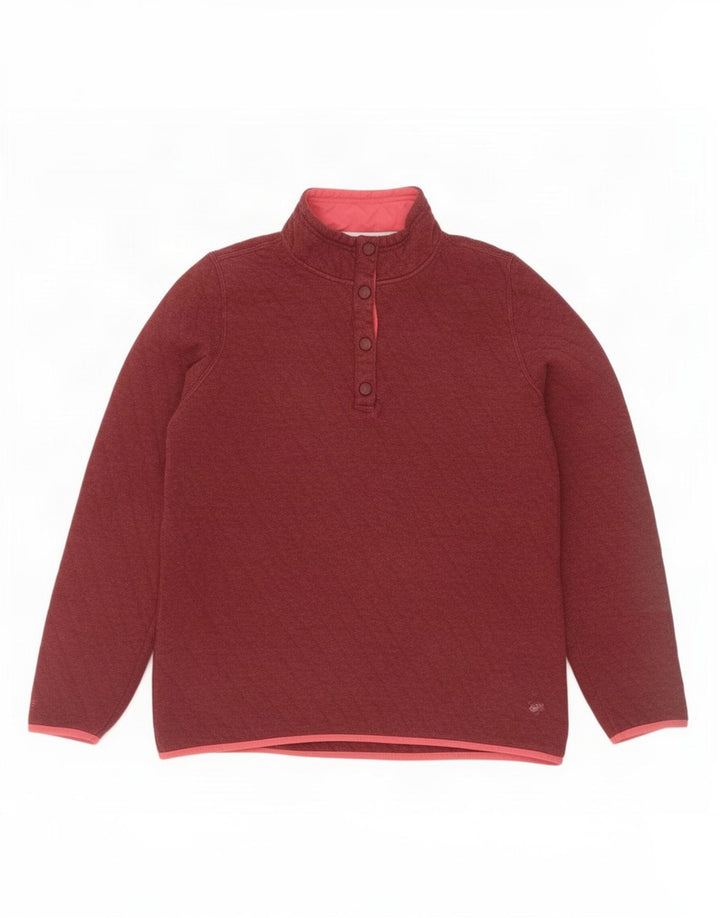 Suéter feminino Orvis com gola redonda e botão Reino Unido 14 algodão marrom médio