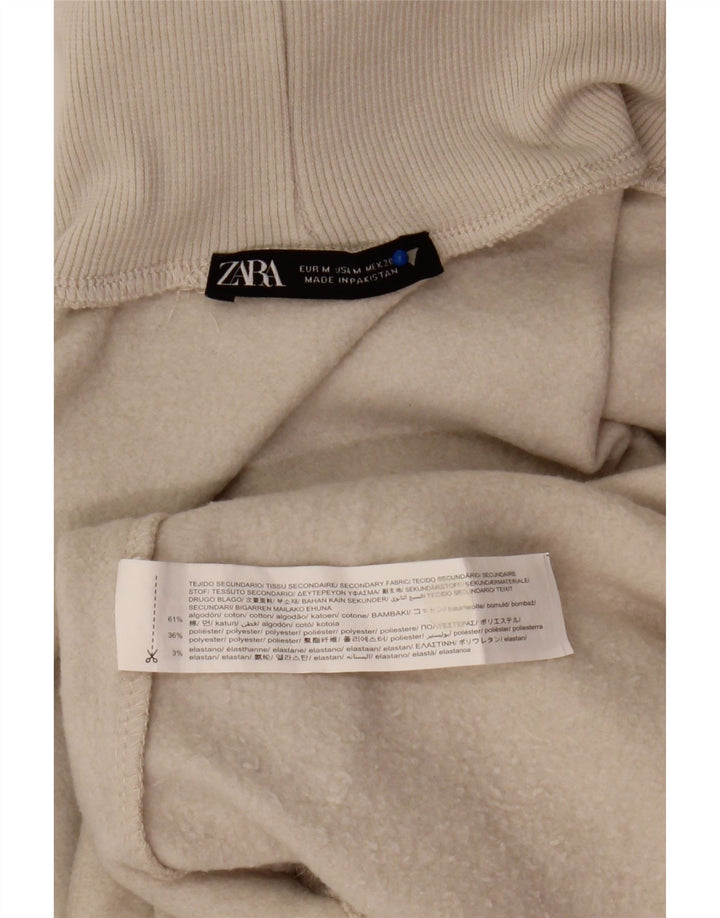 Suéter feminino Zara com gola redonda e algodão bege médio 14