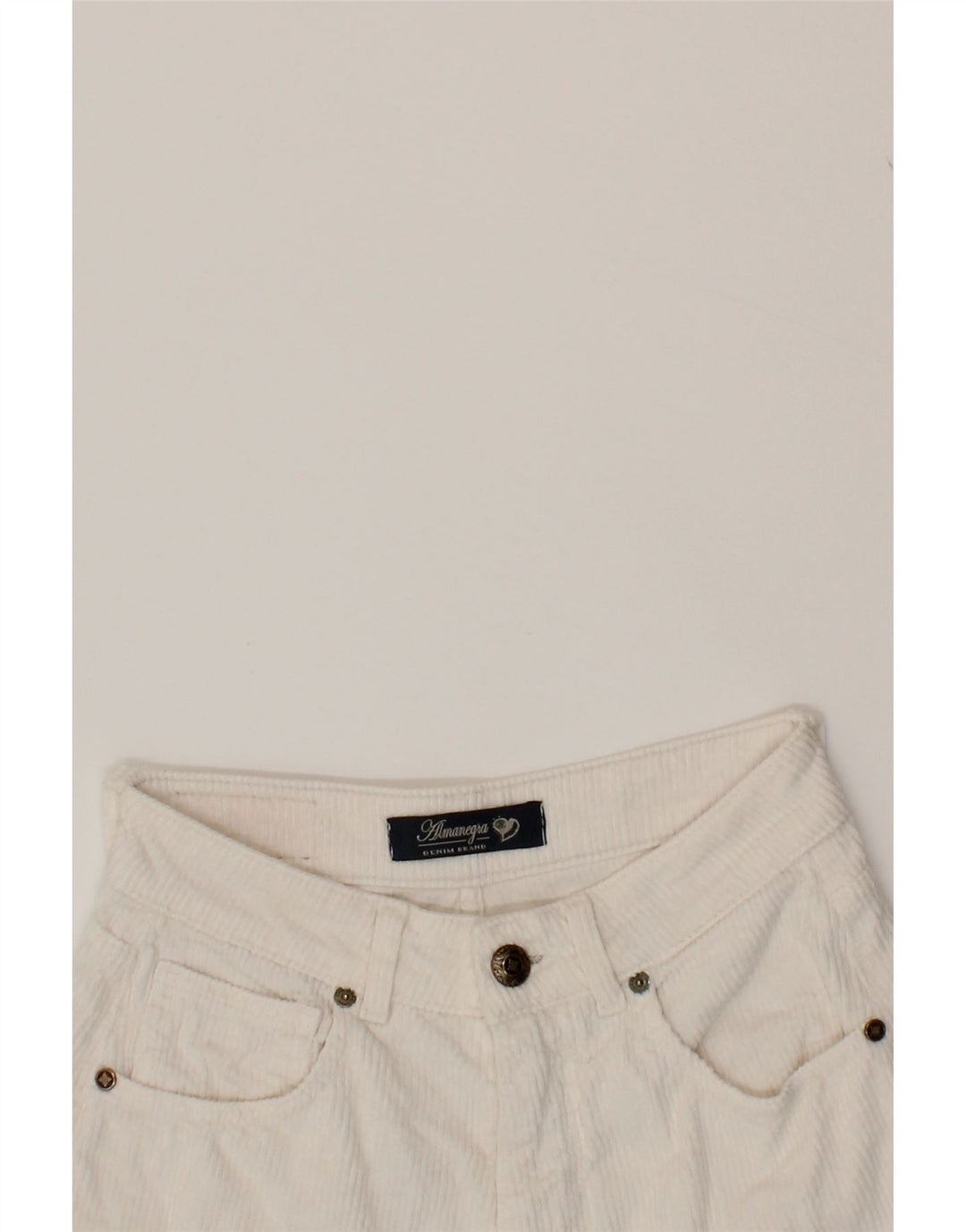VINTAGE Womens Tapered Corduroy Trousers W26 L26 White Cotton Vintage Vintage and Second-Hand Vintage from Messina Hembry 
