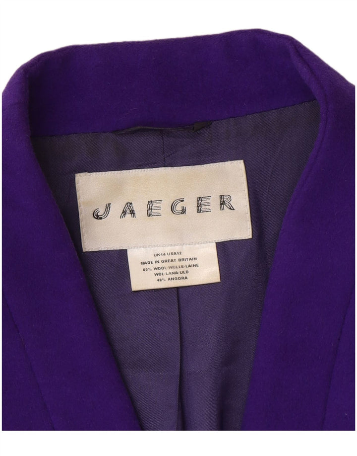 Jaqueta blazer feminina Jaeger Reino Unido 14 grande lã roxa