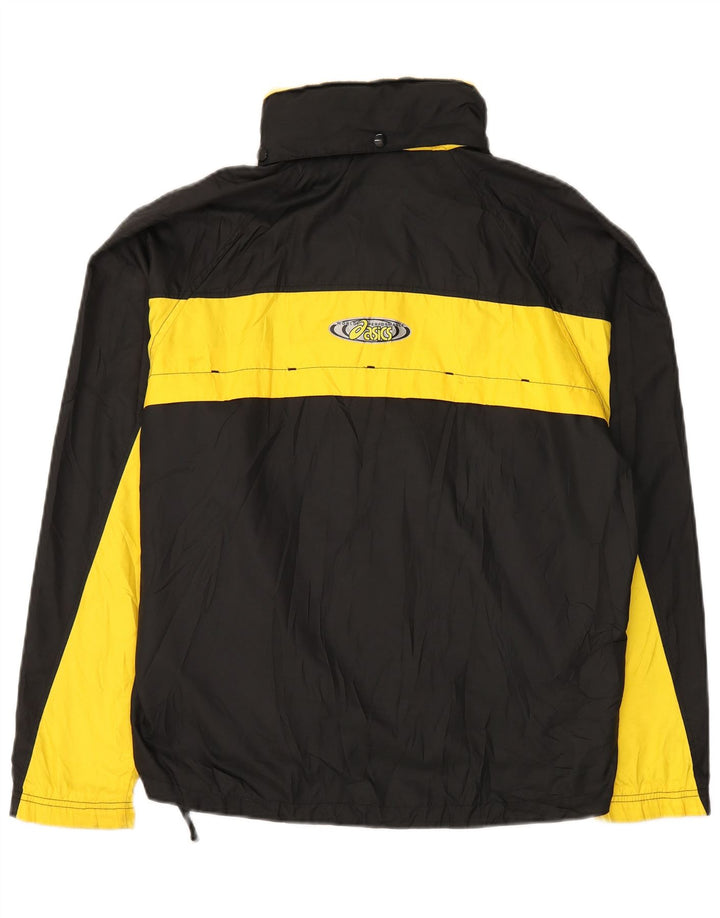 Jaqueta de chuva masculina ASICS com capuz UK 40 grande bloco colorido preto