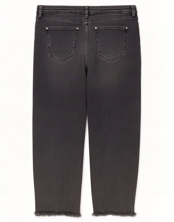 Calça jeans feminina Marks & Spencer Boyfriend cortada UK 18 XL W40 L26 algodão cinza