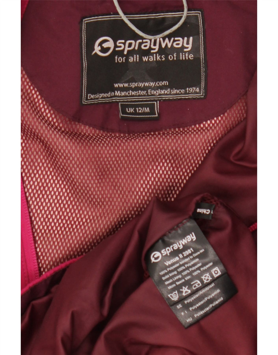 Jaqueta de chuva com capuz feminina Sprayway UK 12 poliéster rosa médio