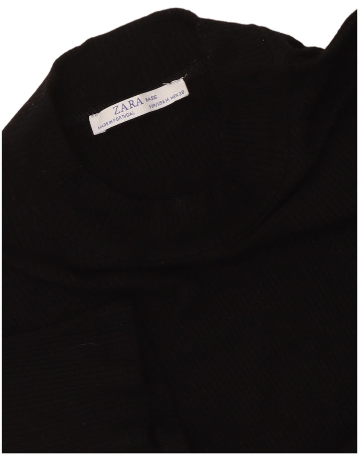 ZARA Top curto feminino UK 12 médio preto