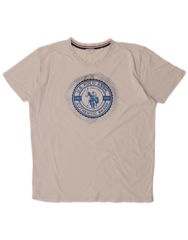 US Polo Assn. Camiseta gráfica masculina Top 2XL branca