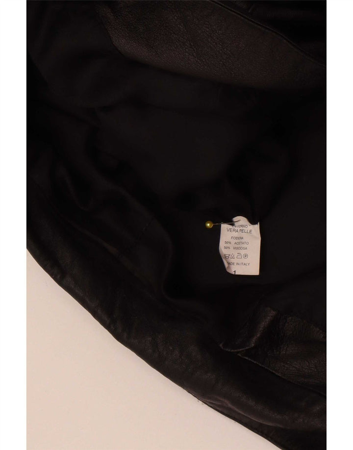 Jaqueta blazer feminina vintage de couro com 1 botão IT 42 médio preto