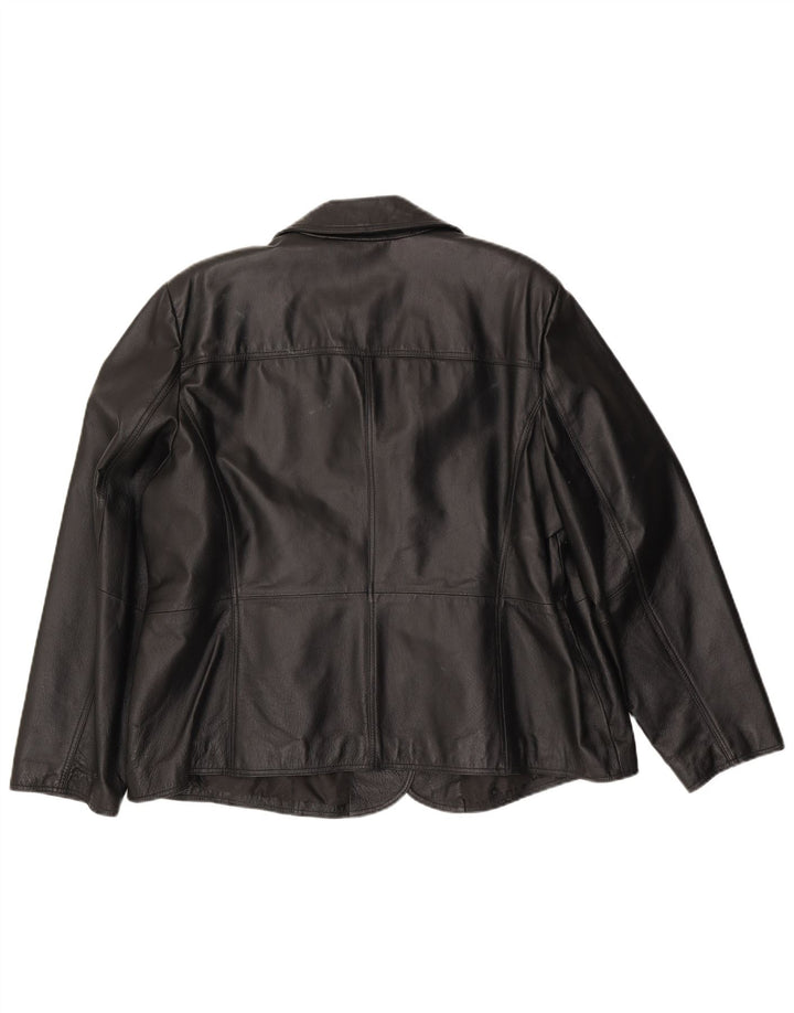 Jaqueta blazer feminina de couro com 3 botões East 5th UK 22 3XL couro preto