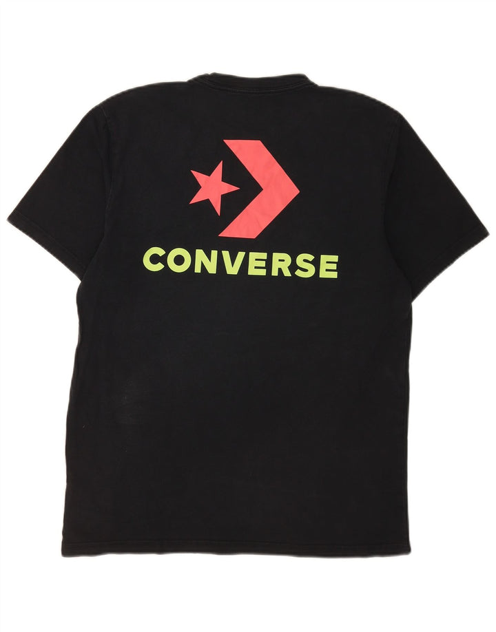Converse Mens Graphic T-Shirt Top Pequeno Algodão Preto