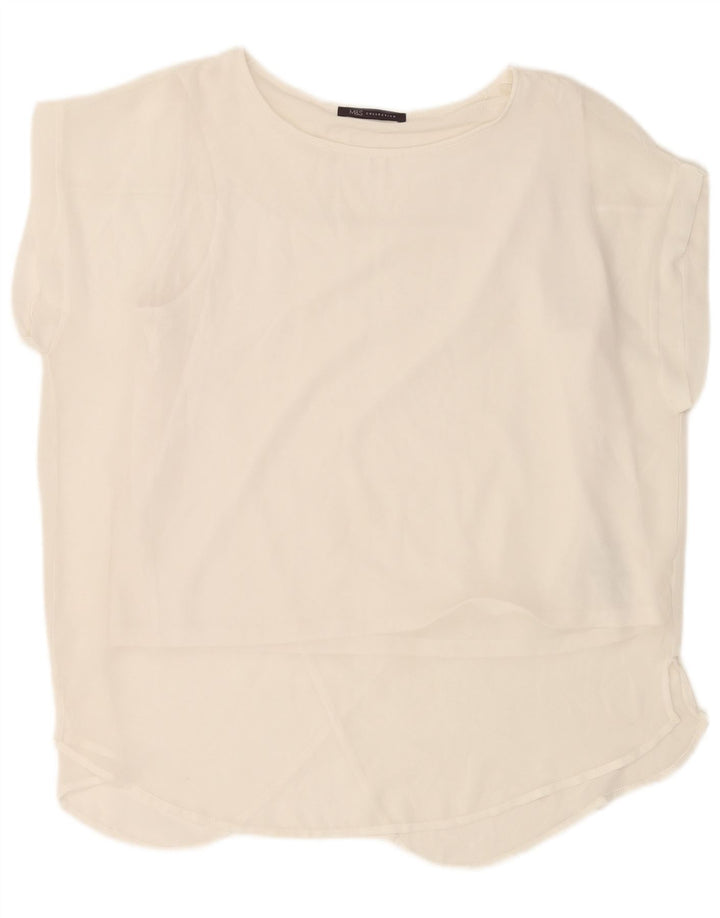 Blusa feminina Marks & Spencer UK 18 XL poliéster branco