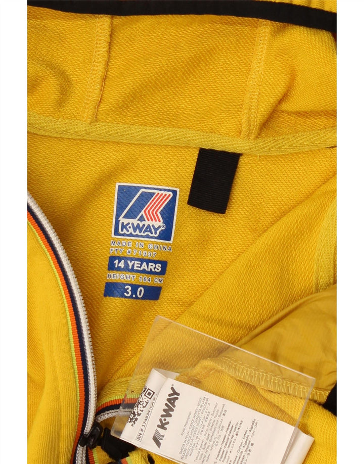Suéter K-Way Boys Zip com capuz 13-14 anos poliéster amarelo