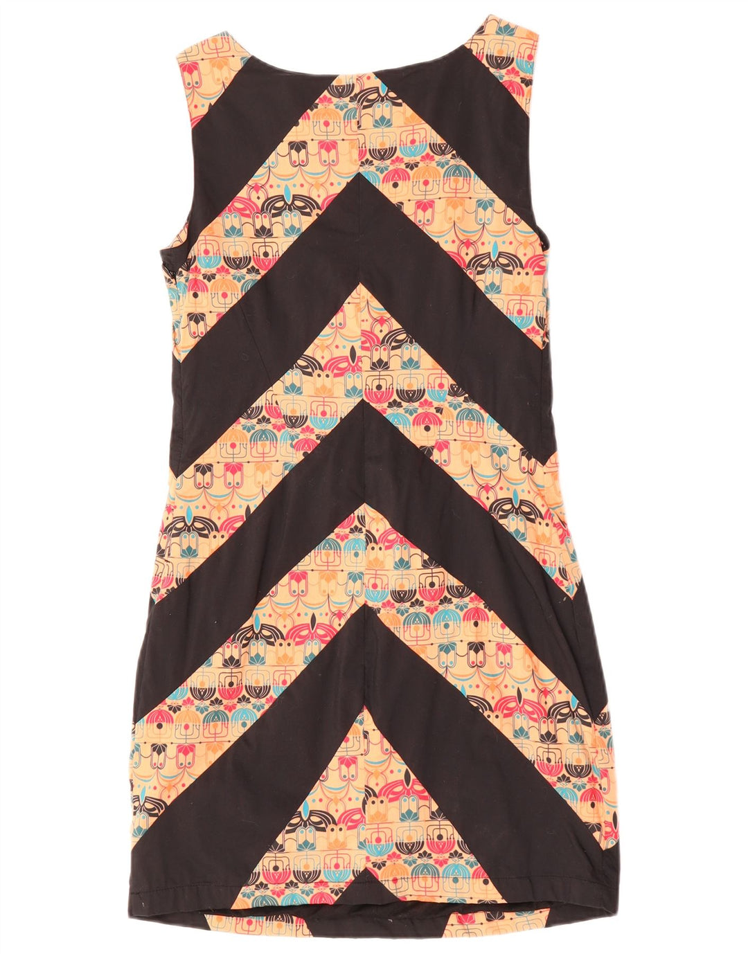 Vestido feminino SKUNKFUNK sem mangas UK 12 algodão chevron laranja médio