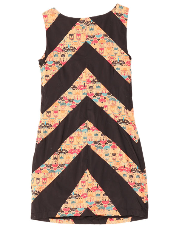 Vestido feminino SKUNKFUNK sem mangas UK 12 algodão chevron laranja médio