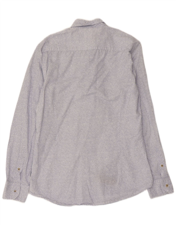 Camisa masculina Massimo Dutti pequena azul floral algodão