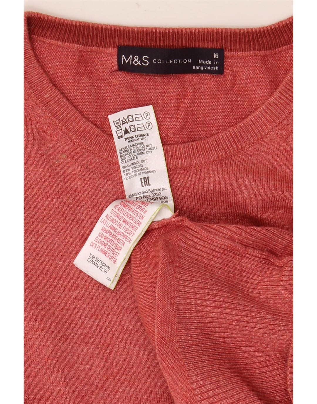 Suéter feminino Marks & Spencer com gola redonda e gola redonda Reino Unido 16 grande vermelho