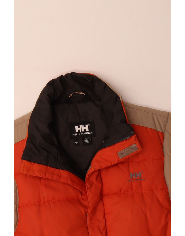 HELLY HANSEN Colete masculino acolchoado UK 38 médio laranja colorblock nylon