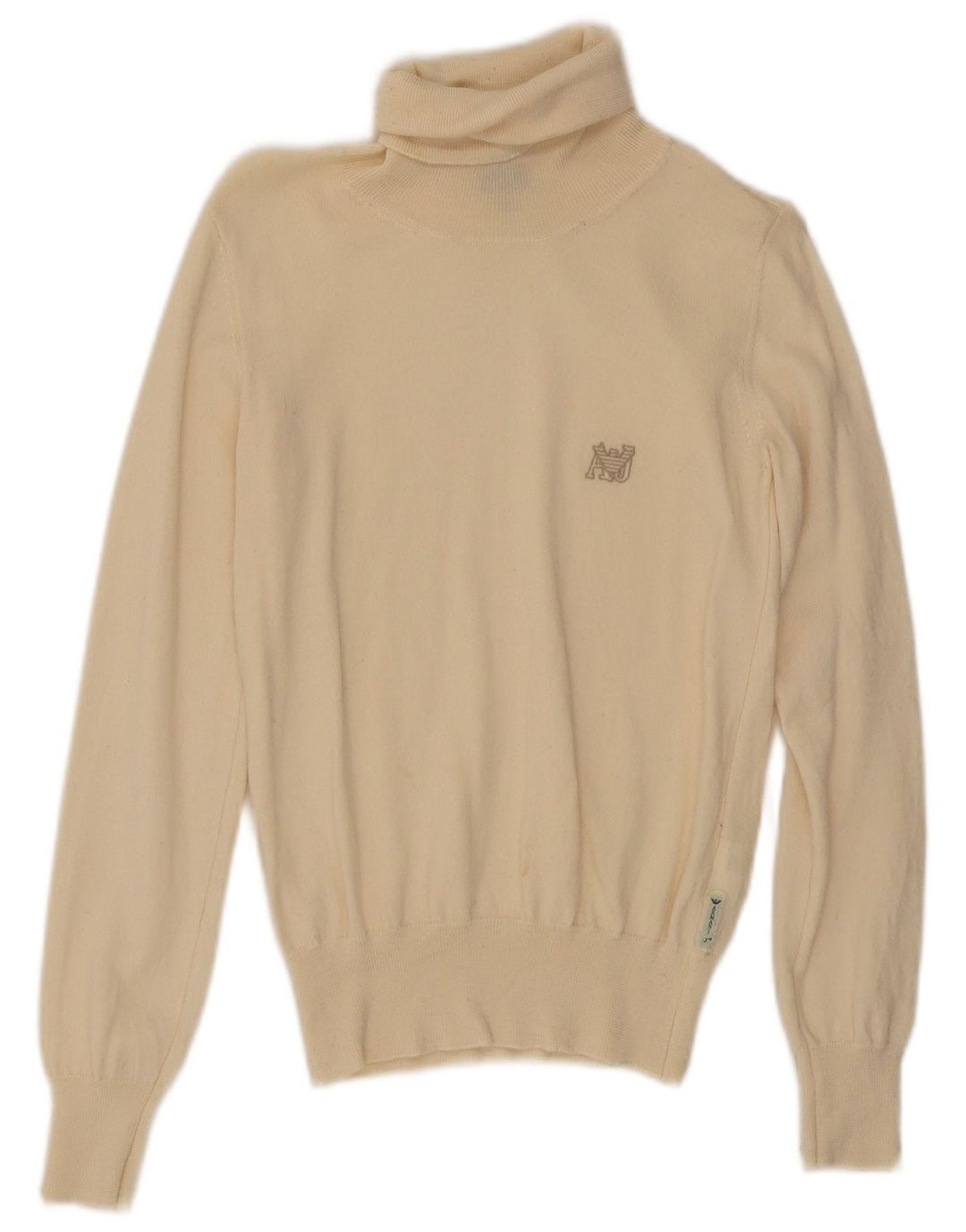 Suéter feminino Armani Jeans com gola redonda Reino Unido 12 lã bege médio