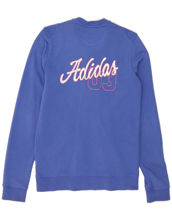 ADIDAS Girls Graphic Tracksuit Top Jacket 15-16 Years Blue Cotton Vintage Adidas and Second-Hand Adidas from Messina Hembry 