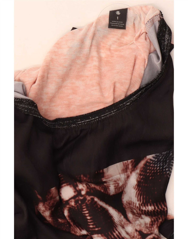 Scotch & Soda blusa feminina gráfica manga 3/4 tamanho 1 bloco colorido preto pequeno