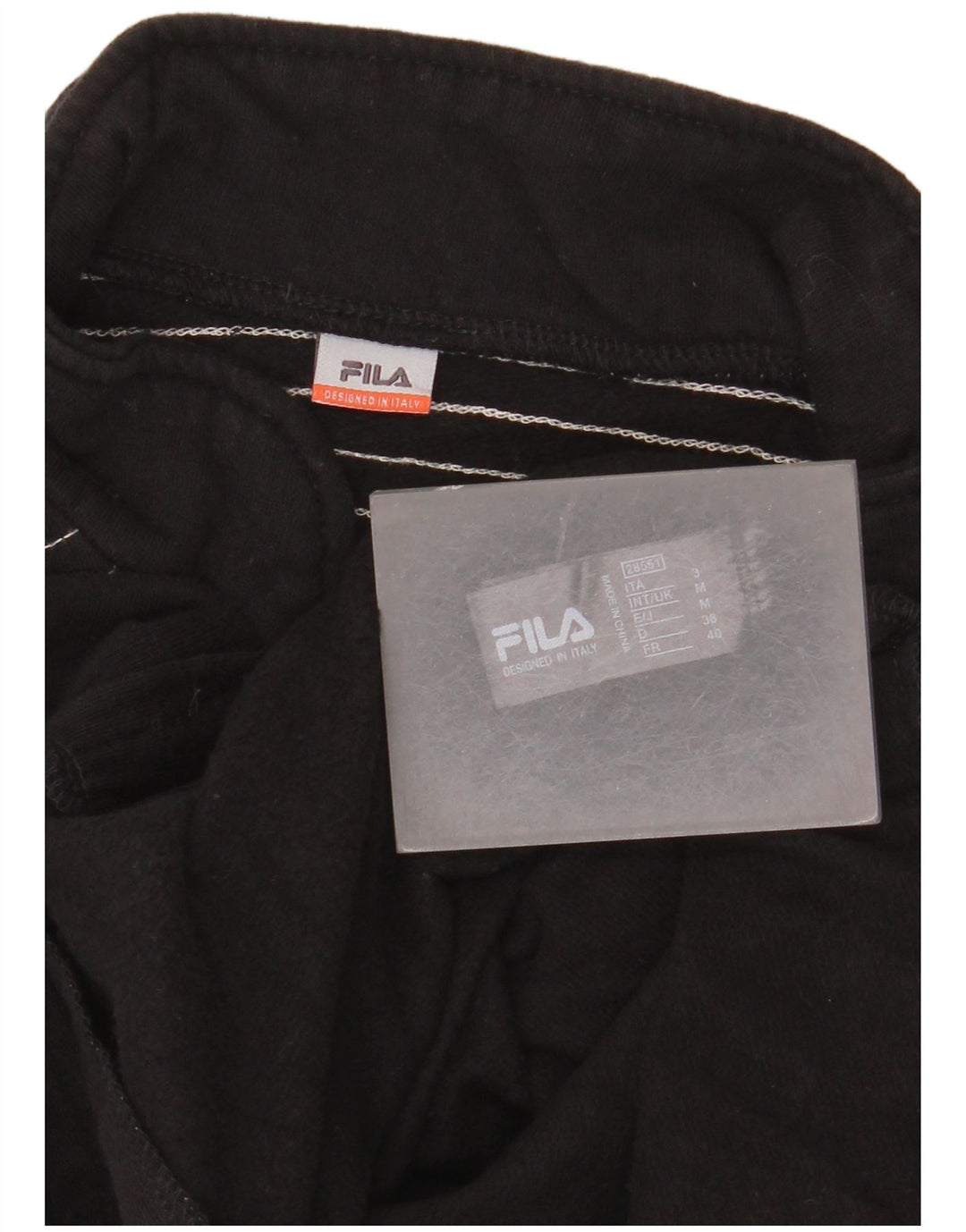Fila Womens Tracksuit Top Jacket UK 12 Médio Preto Listrado Algodão