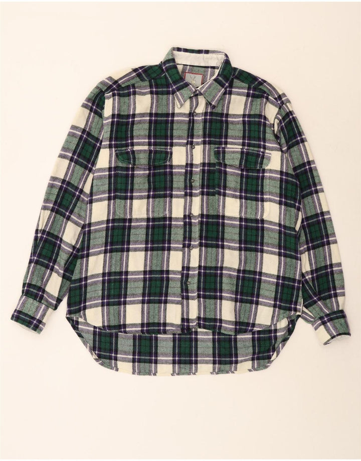 Camisa masculina de flanela Benetton XL verde xadrez lã