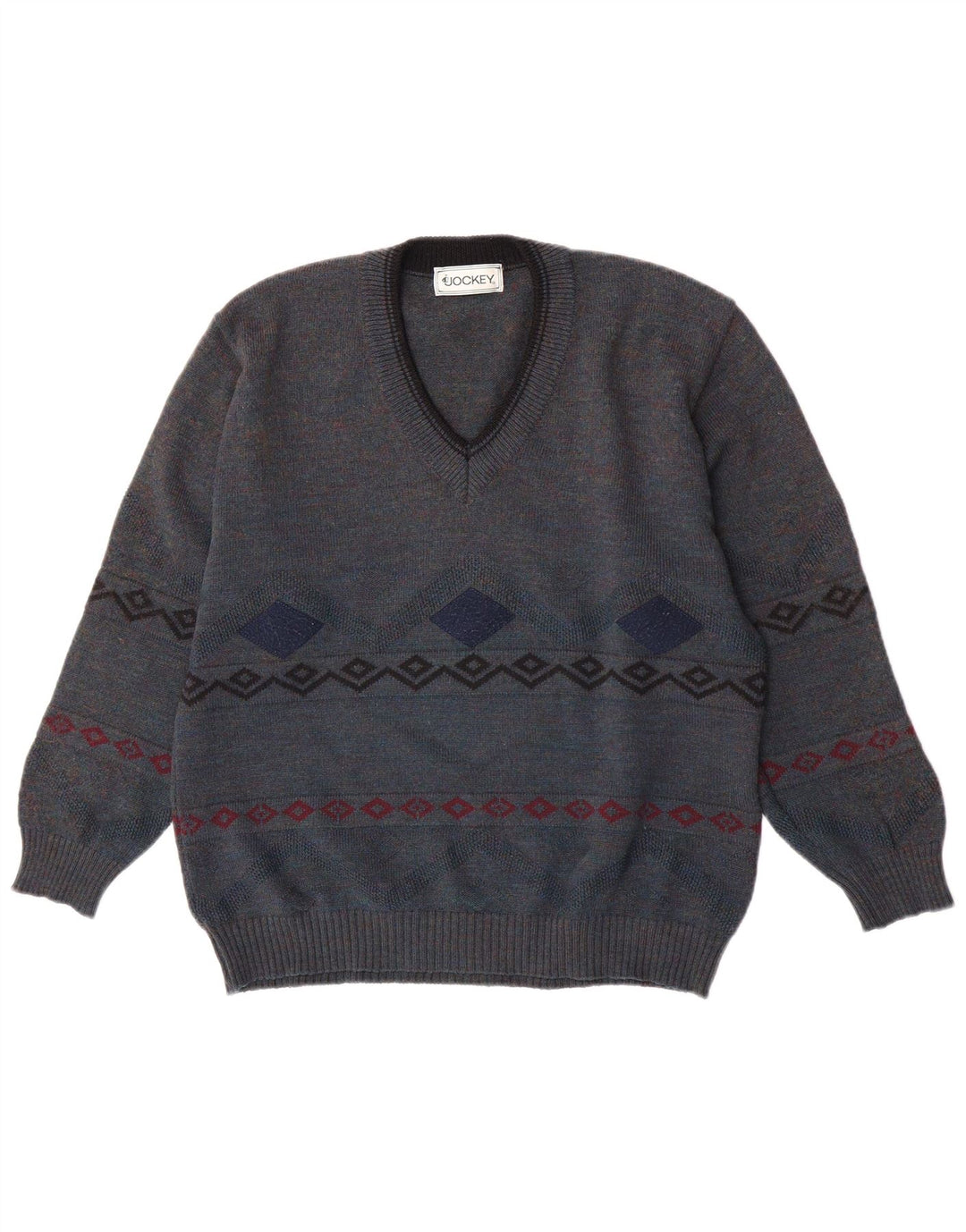 Suéter Jockey Masculino com Gola V IT 50 Médio Azul Geométrico