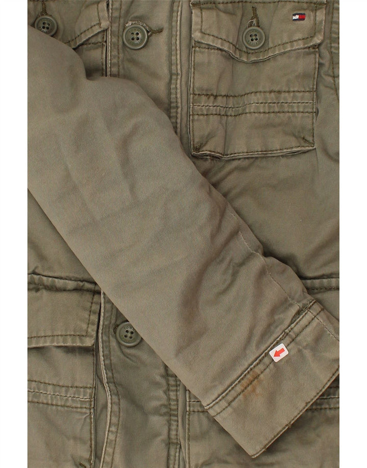 Jaqueta militar Tommy Hilfiger para meninos 6-7 anos pequeno algodão cáqui