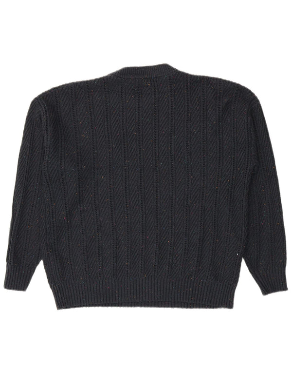 Suéter masculino Marks & Spencer com gola redonda grande azul marinho manchado