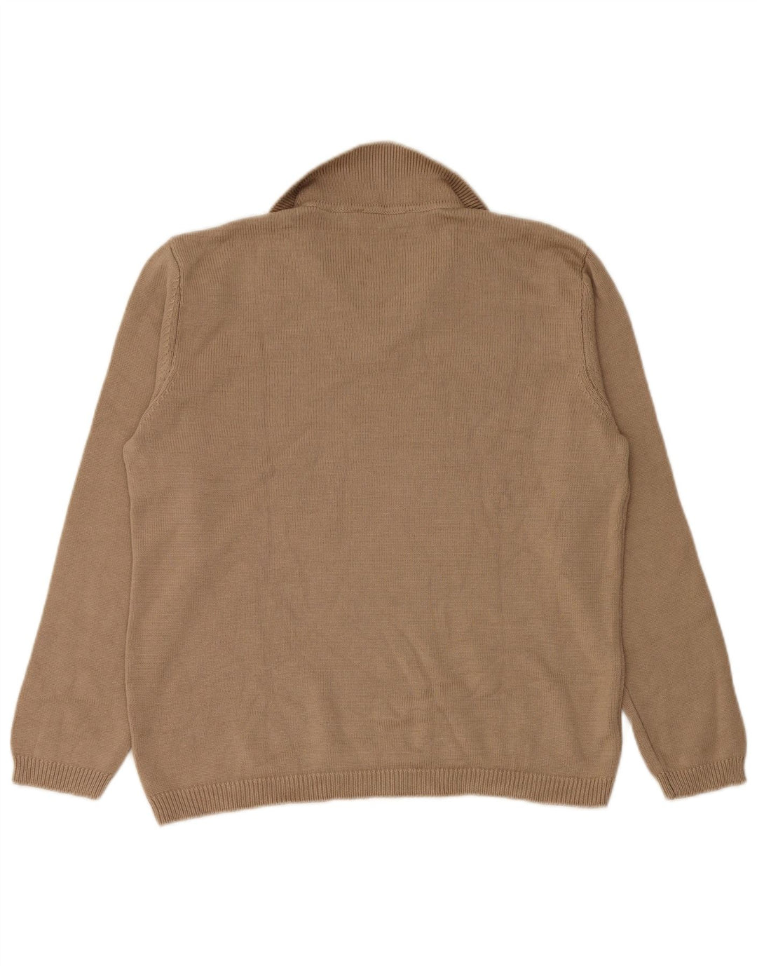 Zara Suéter feminino com gola polo e gola polo UK 14 médio bege