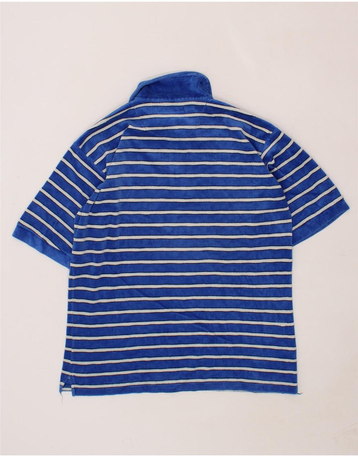 OVERKILL Mens Polo Shirt XL Blue Striped Cotton Vintage Overkill and Second-Hand Overkill from Messina Hembry 