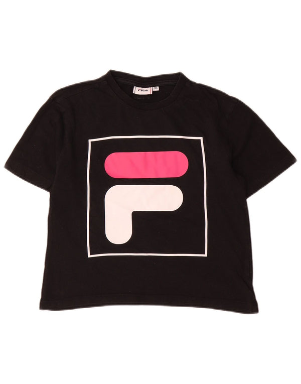 Camiseta feminina Fila Crop Graphic UK 6 XS algodão preto