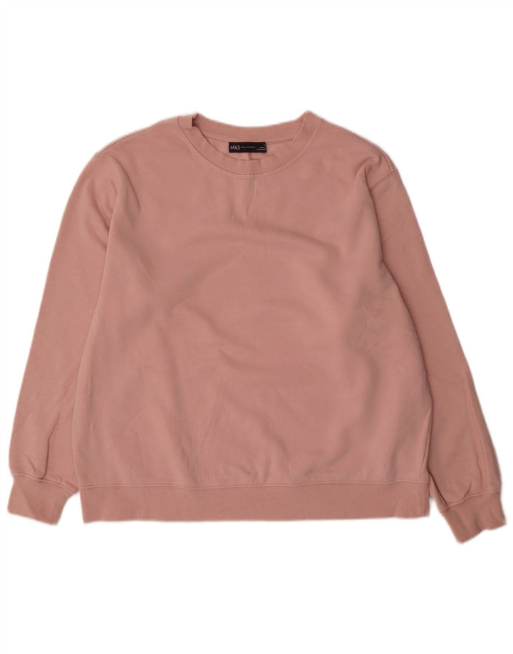 Suéter feminino Marks & Spencer de grandes dimensões Reino Unido 14 algodão rosa médio