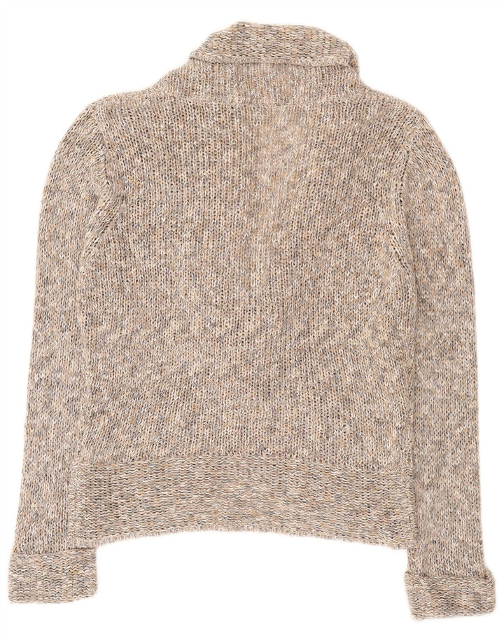 Suéter cardigã feminino Marks & Spencer com gravata frontal Reino Unido 14 grande cinza manchado
