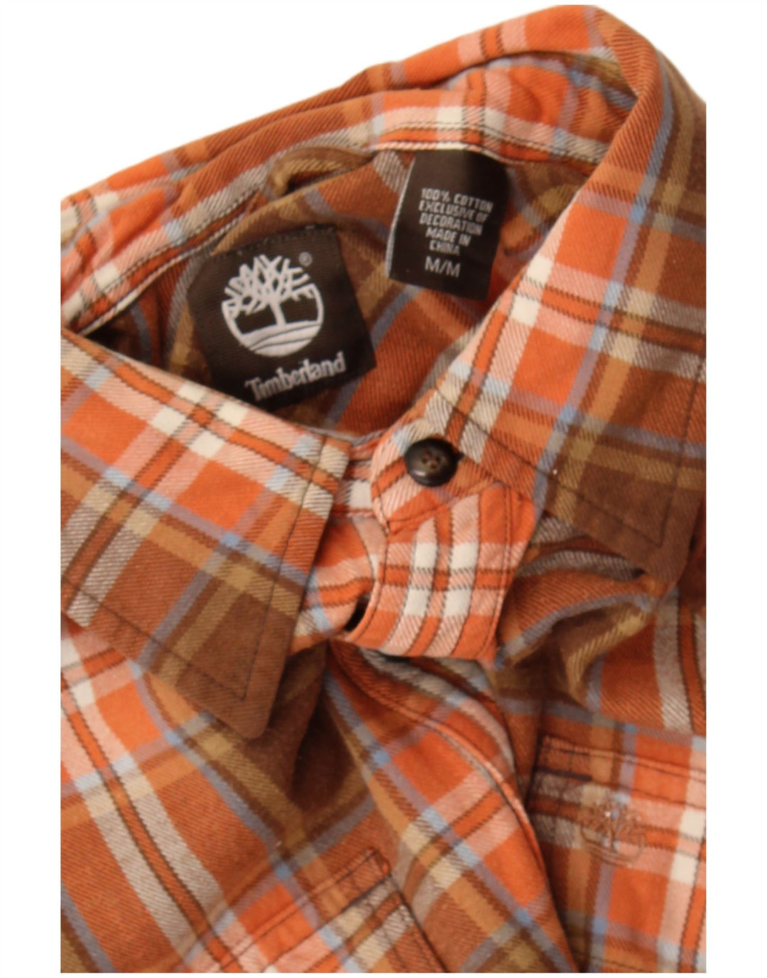Camisa masculina de flanela Timberland médio marrom xadrez algodão