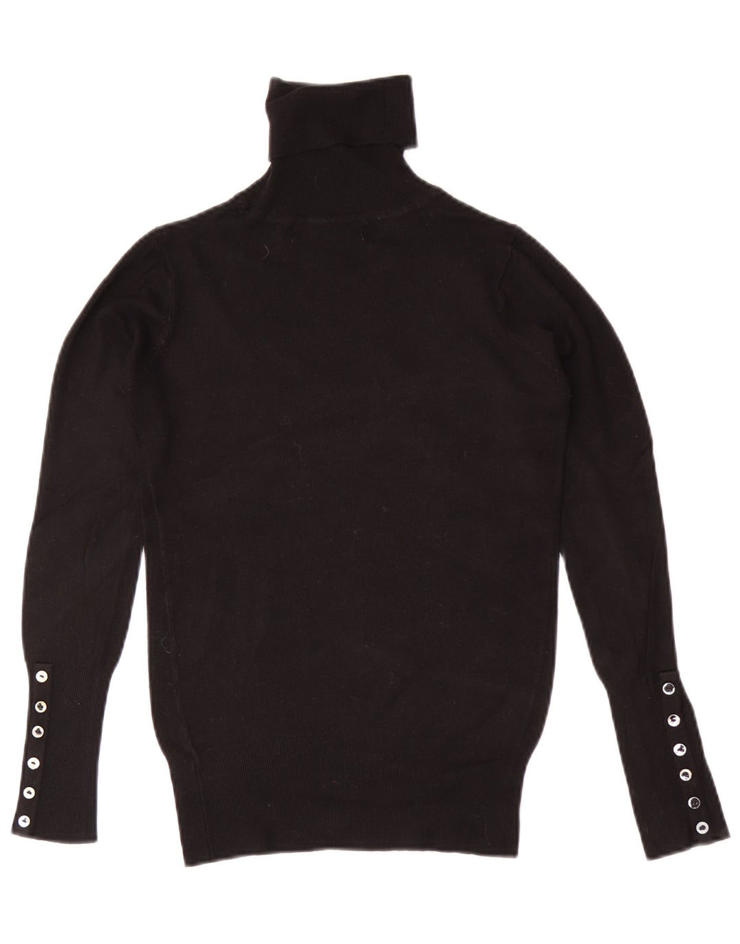Zara Suéter feminino com gola redonda e gola redonda, preto pequeno, 10