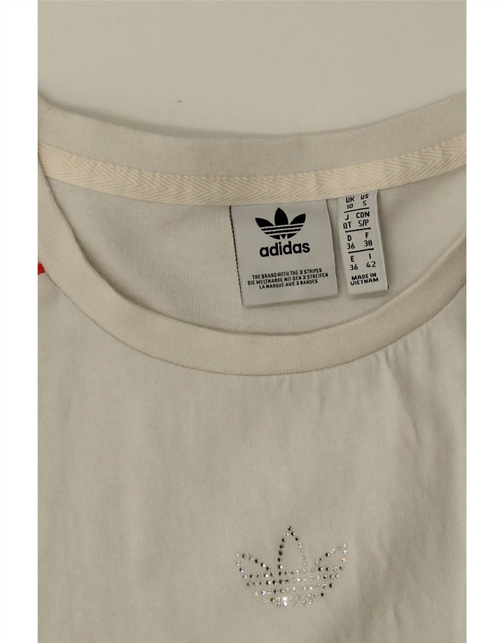 ADIDAS Womens Oversized T-Shirt Top UK 10 Small White Cotton Vintage Adidas and Second-Hand Adidas from Messina Hembry 