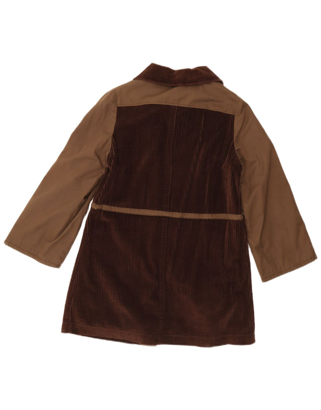 Sobretudo feminino vintage UK 14 bloco colorido marrom médio