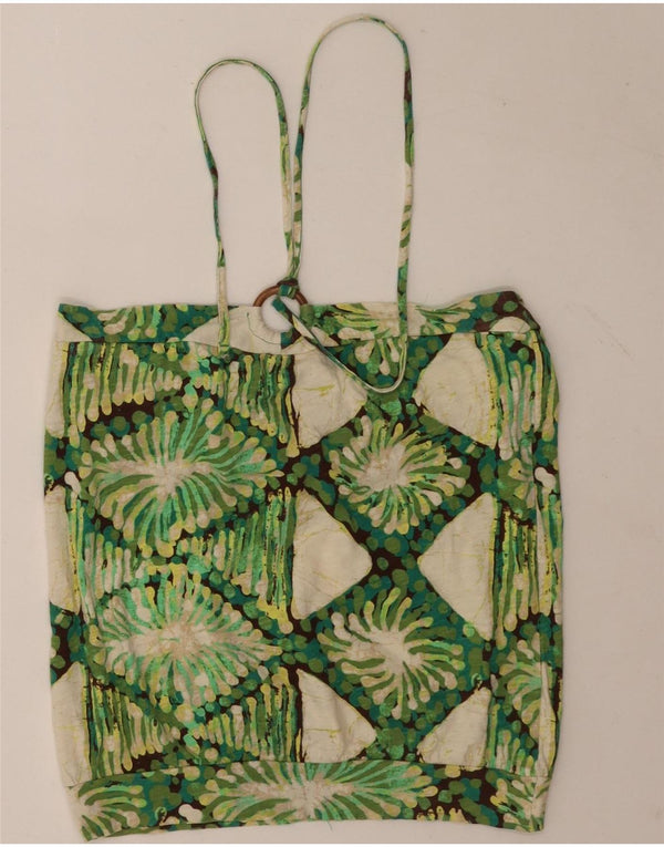 Top feminino Gap Halter UK 12 verde médio Argyle/algodão diamante