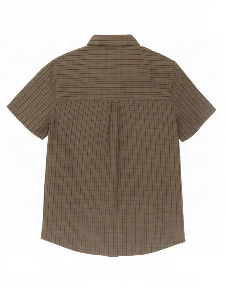 Camisa masculina de manga curta Mountain Warehouse grande algodão guingão cinza