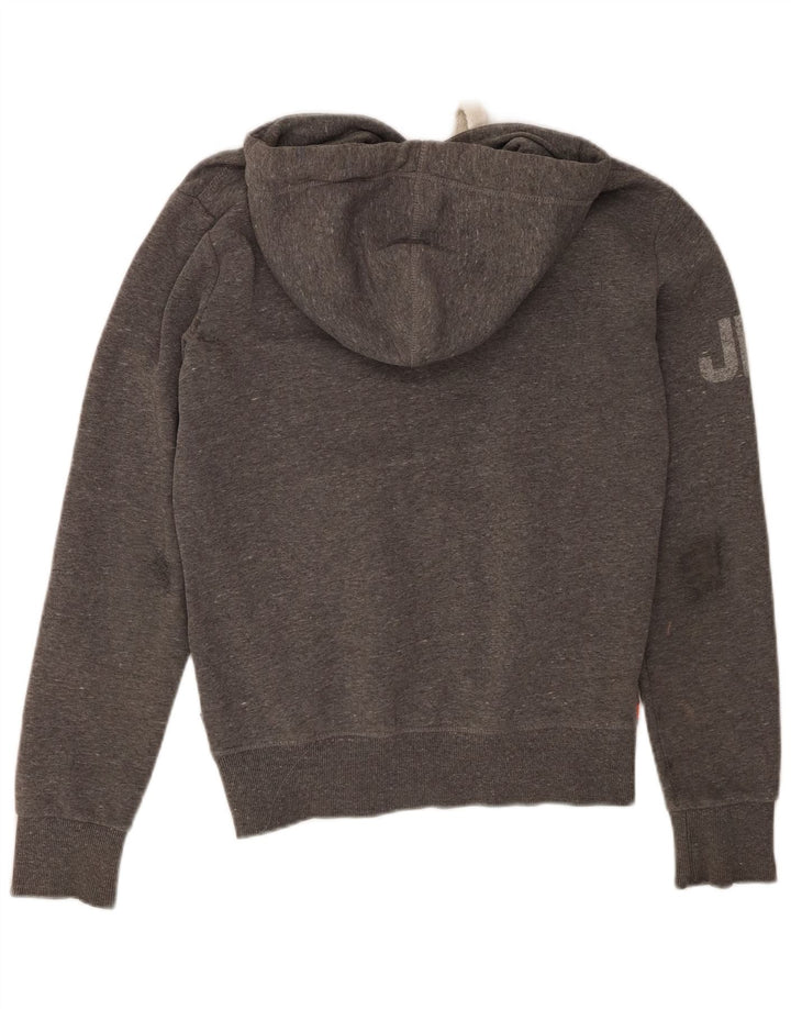 SUPERDRY Suéter masculino com capuz gráfico vintage pequeno algodão cinza