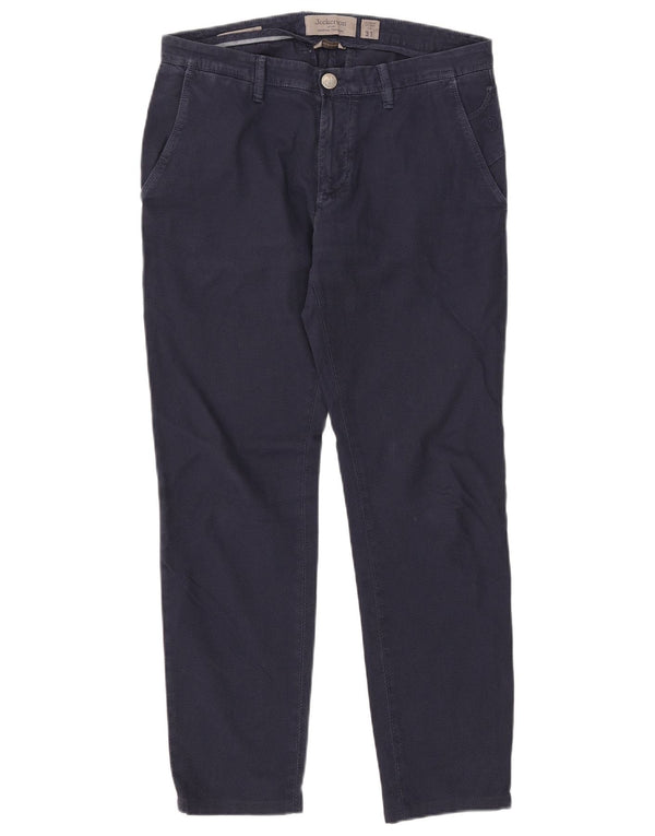 Calça Chino Masculina Slim Jeckerson W31 L29 Algodão Azul Marinho
