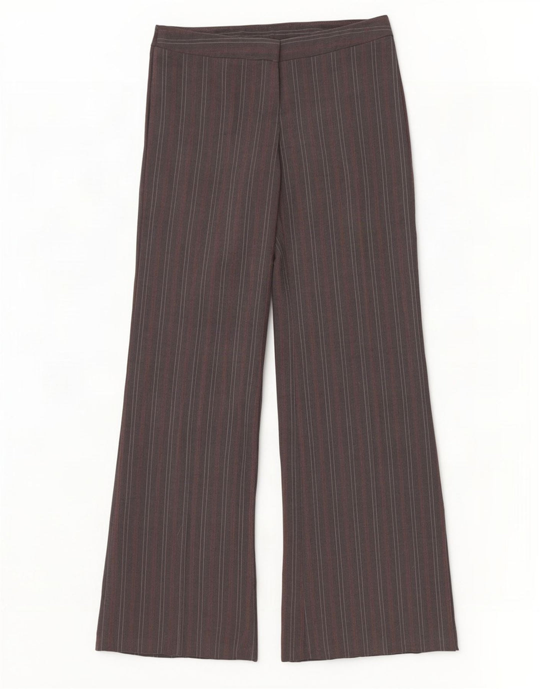 Calça feminina Benetton Stretch Suit IT 44 médio W32 L35 listrado cinza
